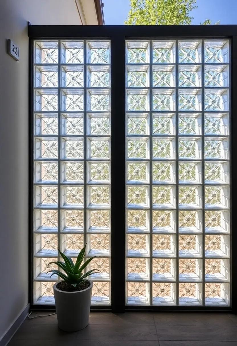 Glass Block Walls: Use glass blocks to create a translucent wall that blocks sight lines while allowing natural light to fill your patio