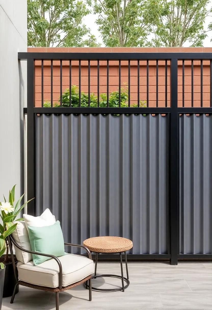 Metal Privacy Panels: Choose sleek metal privacy⁤ panels for an industrial look that‌ complements modern outdoor decor while keeping your space secluded
