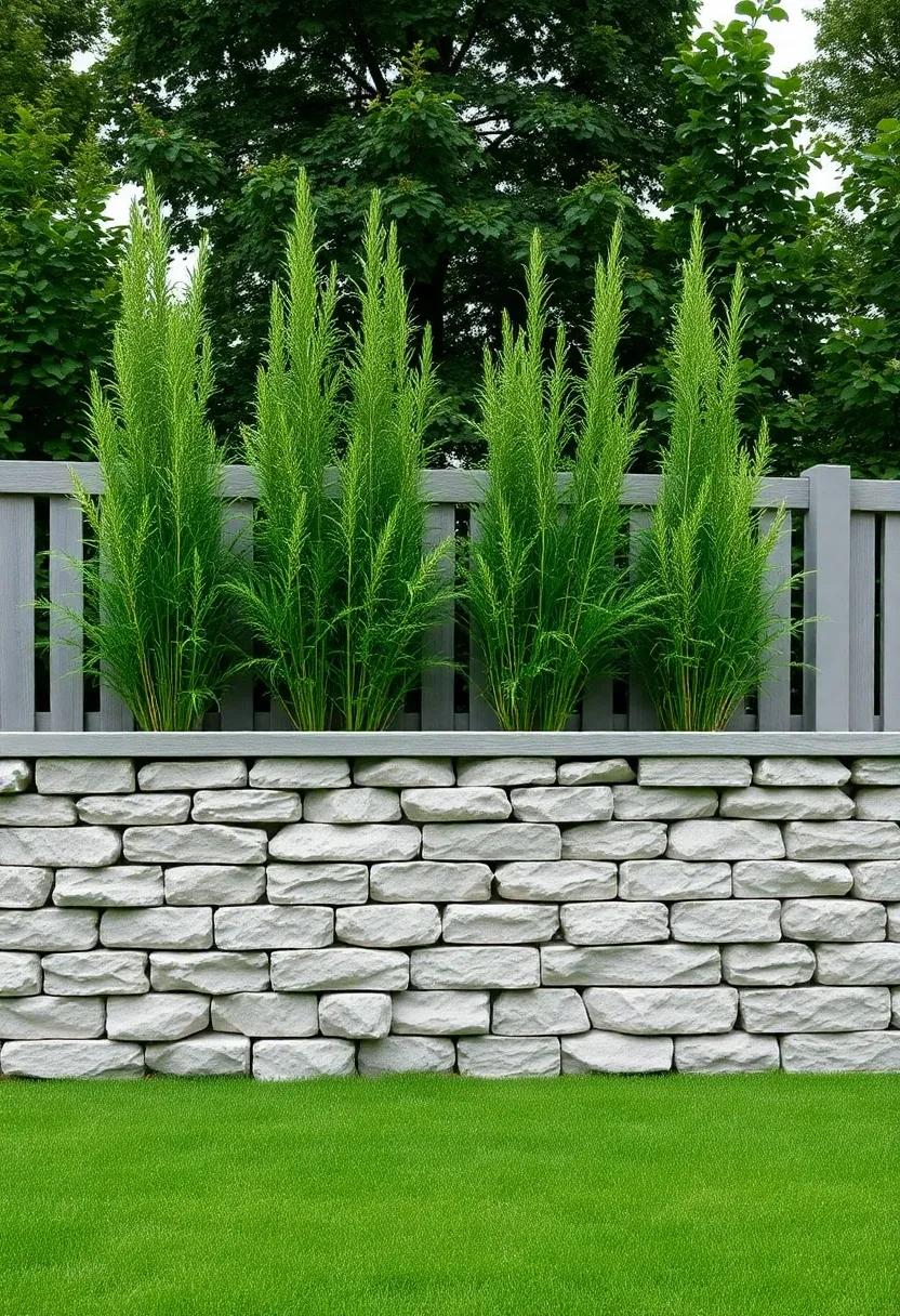 Retaining Wall ⁤Fencing: Use a low stone retaining wall‍ combined ​with tall⁣ plants on top for an effective and stylish ‍privacy fence ⁤solution