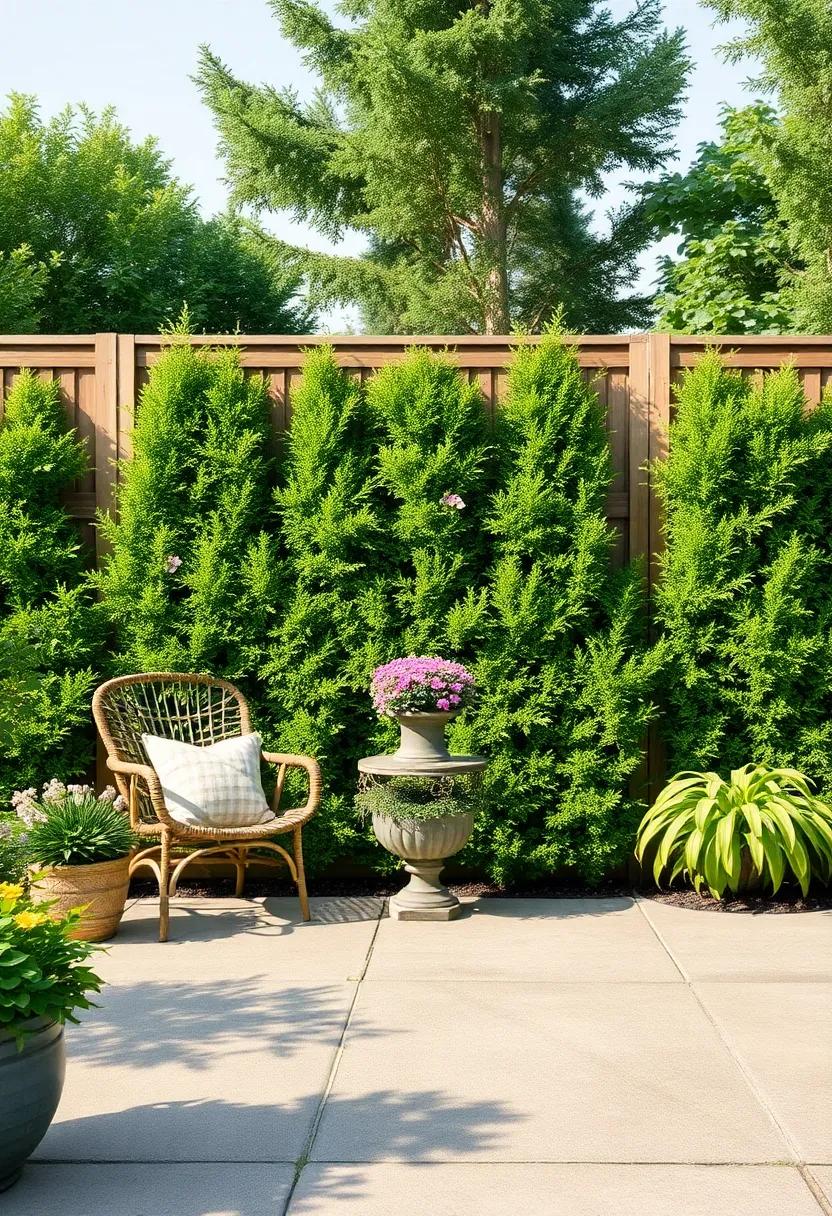 Simple Hedge border: Plant a⁢ hedgerow with evergreen or ‍flowering shrubs that add a lush green barrier⁣ while enhancing‌ the beauty of your patio