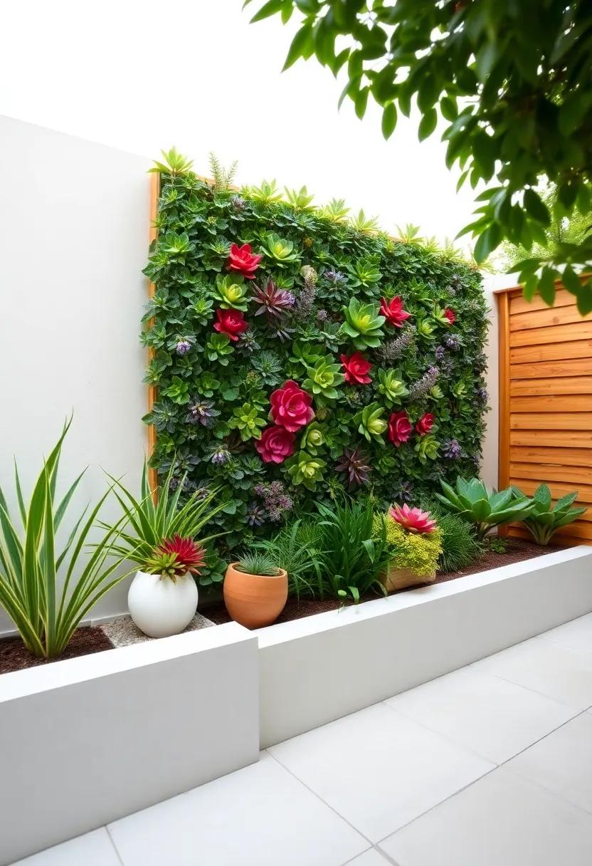 Succulent Wall Garden: Construct a stunning succulent ‌wall that serves as​ both a living art piece ​and ⁢a privacy barrier, perfect for a vibrant touch