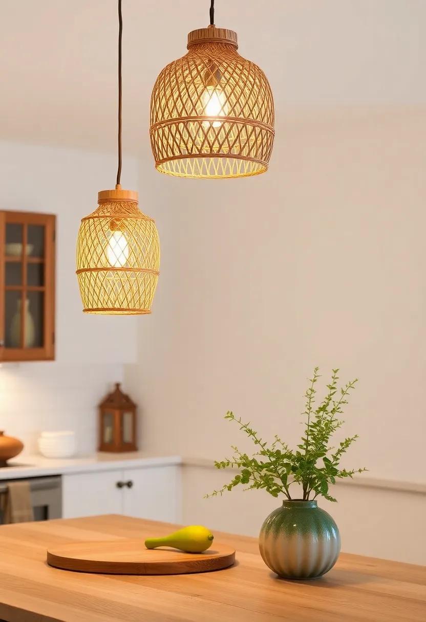 Woven Basket ‍Lanterns: Opt for woven‌ basket lanterns that cast soft, diffused light⁣ while ⁤enhancing a⁣ cozy, organic feel above your​ kitchen island
