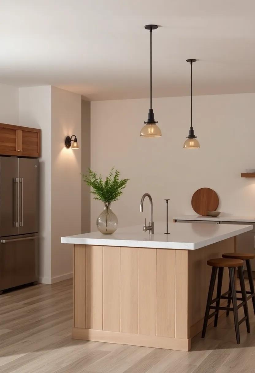 Softly Glowing Sconces: Install softly glowing ‍wall​ sconces alongside your kitchen ‍island for added illumination and ⁢visual ​interest