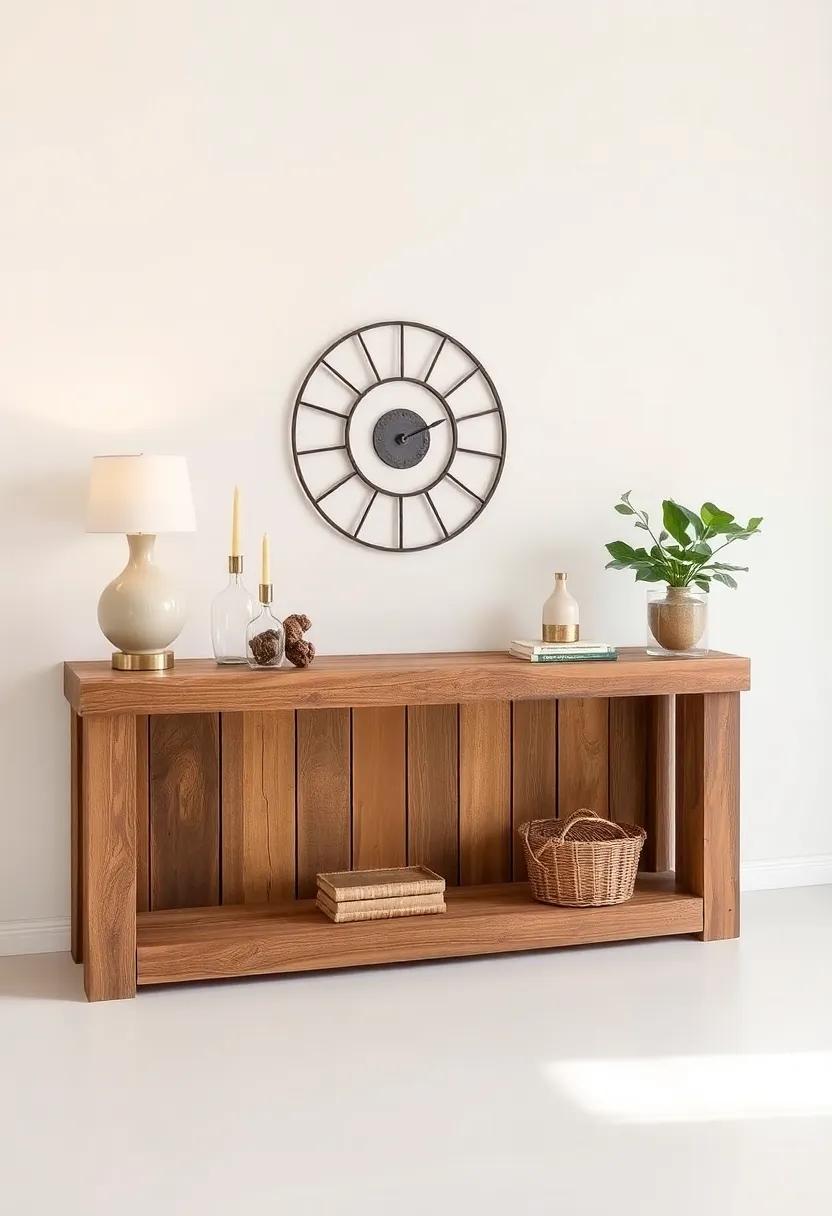 Salvaged Wood ‍Console Table: Use salvaged wood to create a console table that captures attention, offering a surface for cherished decor items or as a⁤ statement ​backdrop