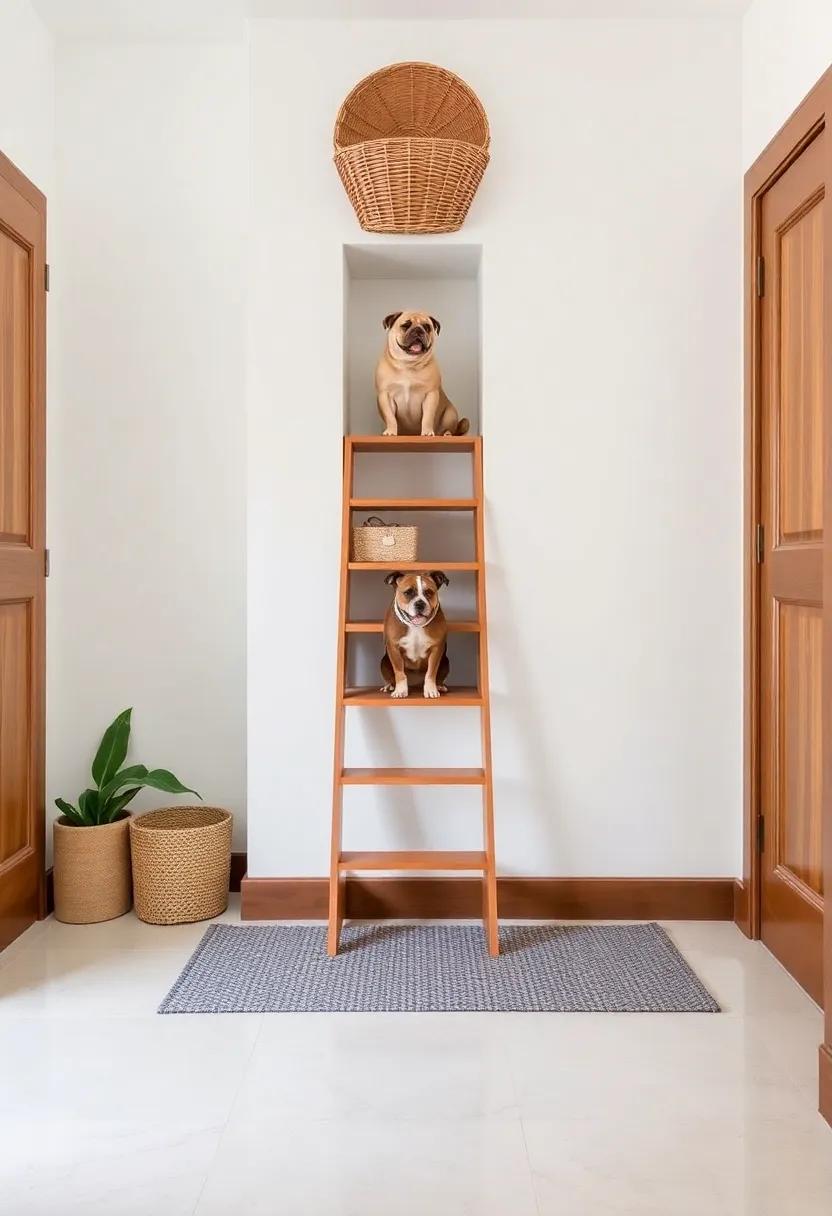 Incorporate a whimsical touch​ with a⁢ custom-built pet ladder, providing easy access to hidden storage shelves that hold treats while​ allowing leisurely⁣ lounging above