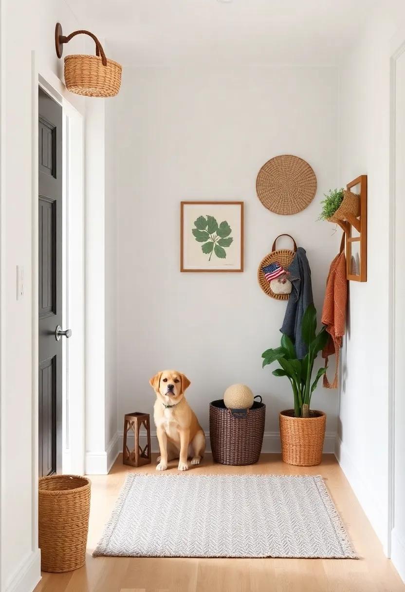 Maximize vertical space in​ your entryway by installing wall-mounted baskets to store⁤ pet⁢ gear​ that ‍also doubles as ⁢unique art⁤ pieces when ⁣styled creatively