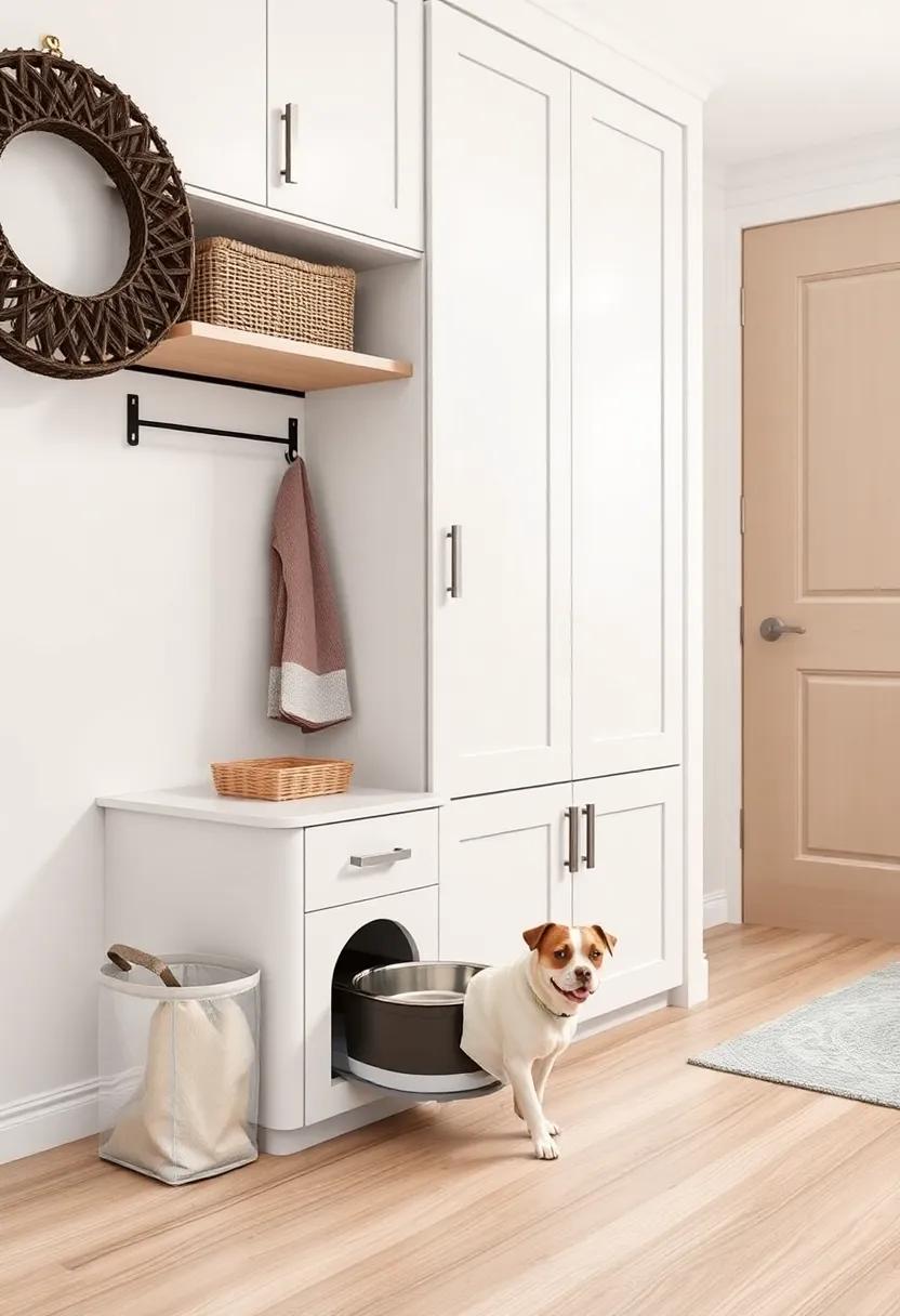 Maximize space⁣ with a fold-down⁣ pet feeding station tucked into​ a hidden section of your entryway cabinetry, blending functionality with⁣ sleek⁢ design