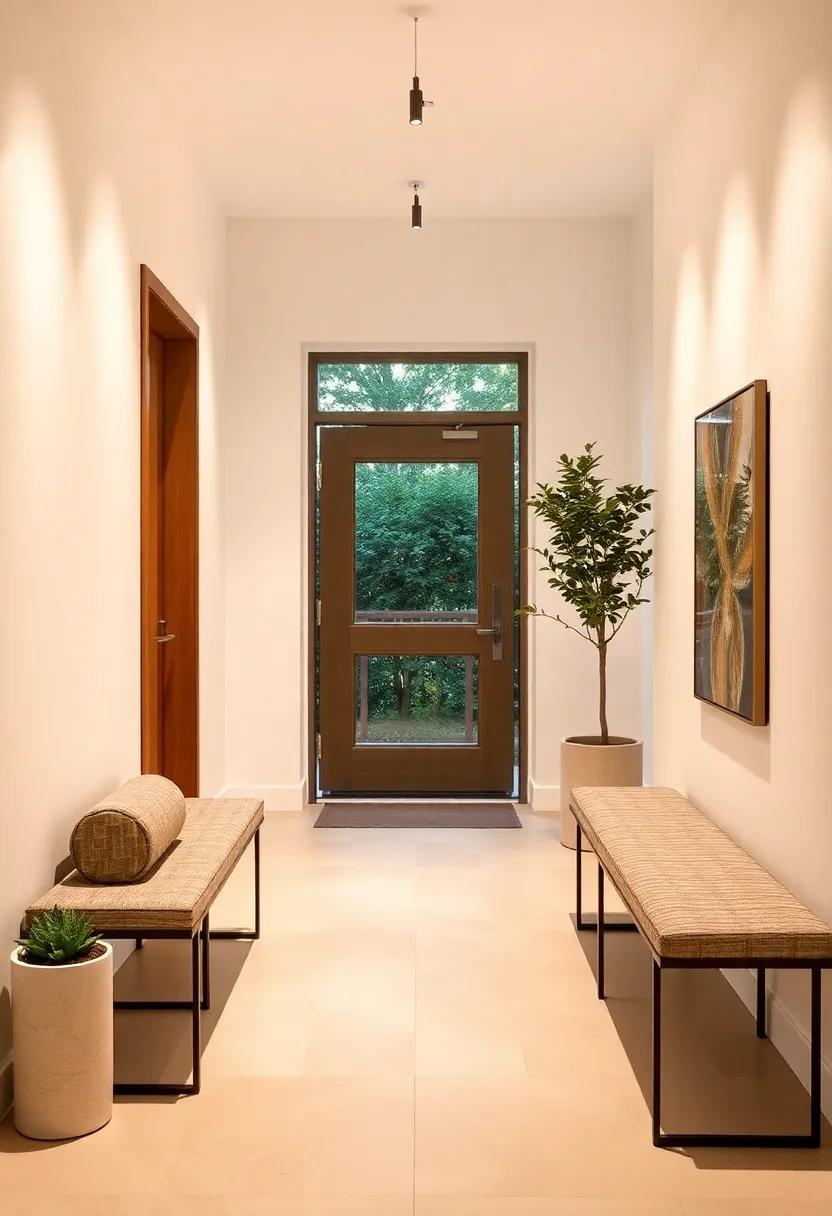 Lighting choices that transform Entryways with Slim Benches