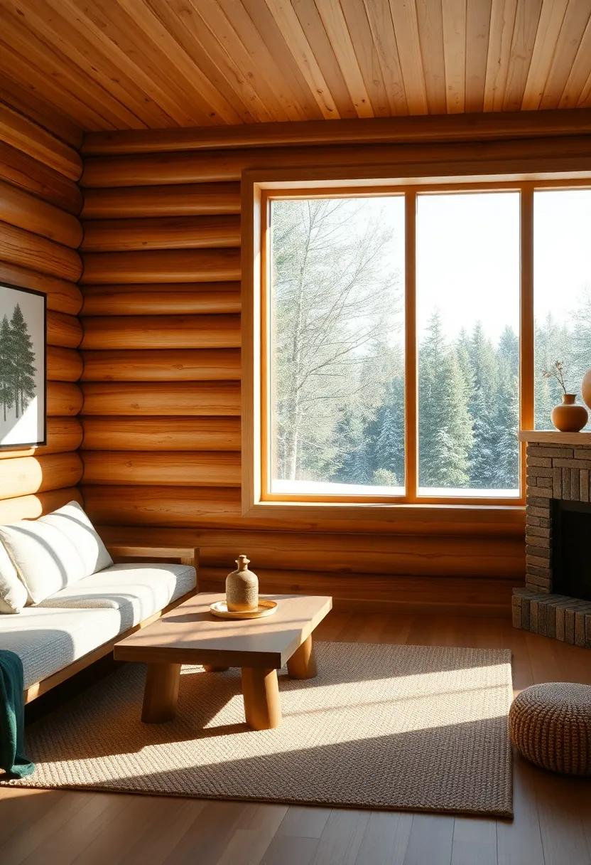 Natural‌ Light That Captivates Through Expansive ‌Windows in⁣ Rustic ⁤Cabin​ Spaces