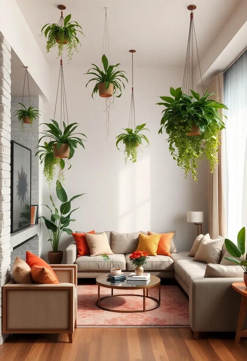 combination of ‌Hanging Spider Plants and Golden Pothos Creating Multifaceted Layers of Greenery and Vibrant Textures