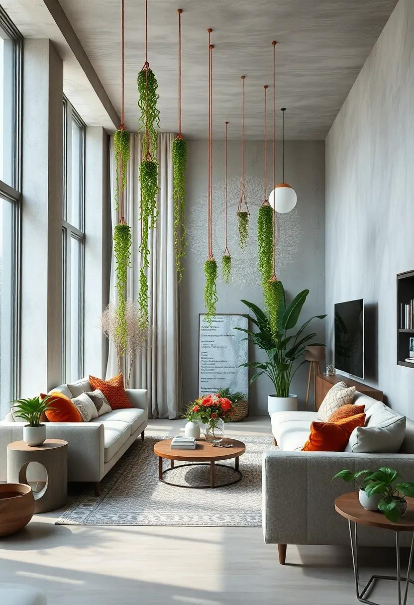 Draping String of Hearts Plants Artfully Arranged Along Large Windows Bringing Organic Movement and Lightness Indoors