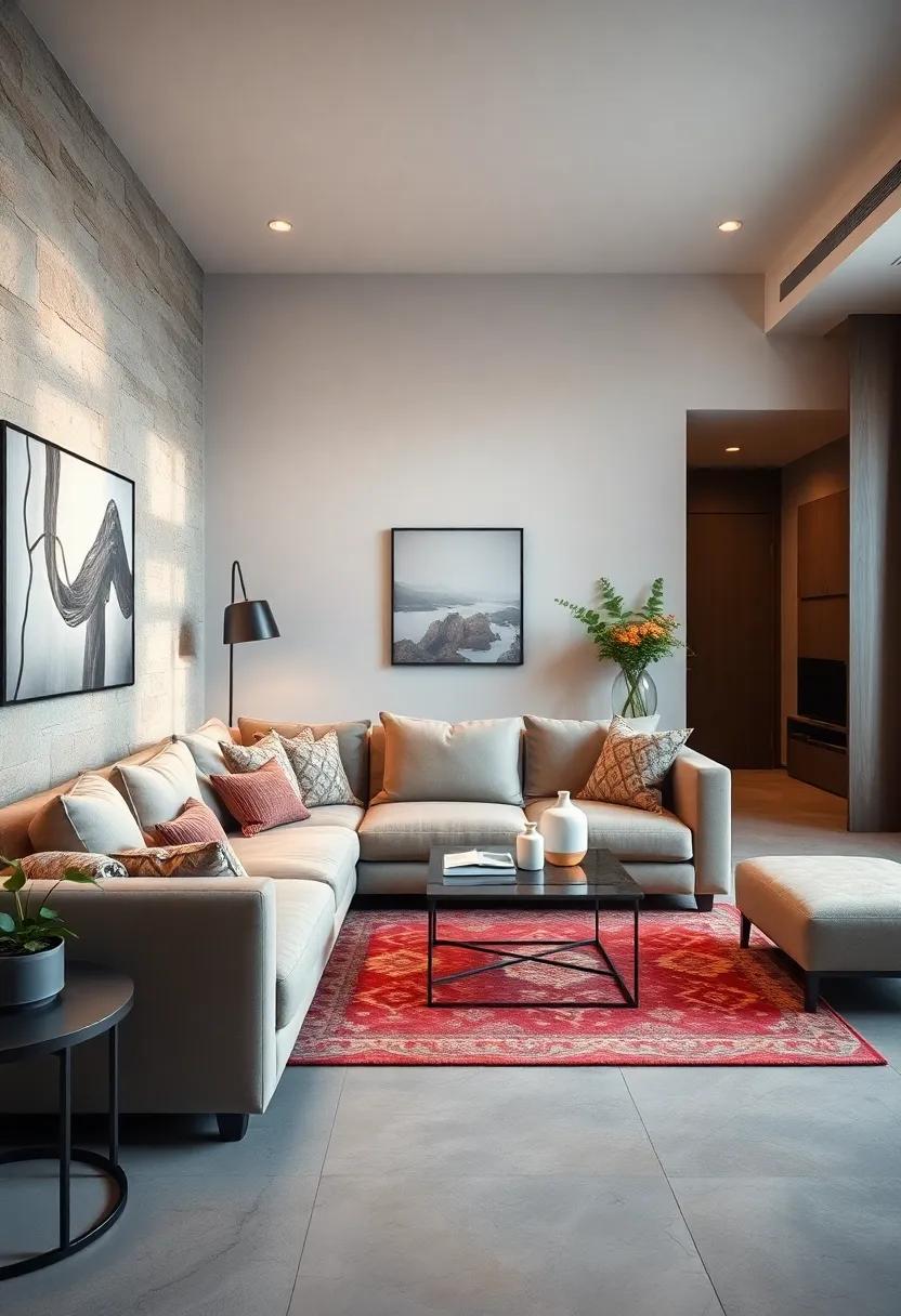 Highlight an open-concept space ​with⁤ a sectional ‍that doubles as a‍ room divider, paired with a stylishly simple coffee table