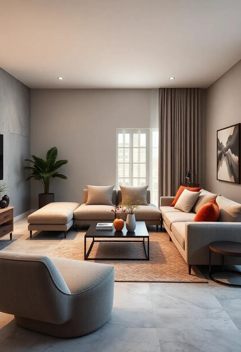 Position a deep, plush sectional opposite a ​low-profile, oversized coffee table to foster‍ relaxation and casual gatherings
