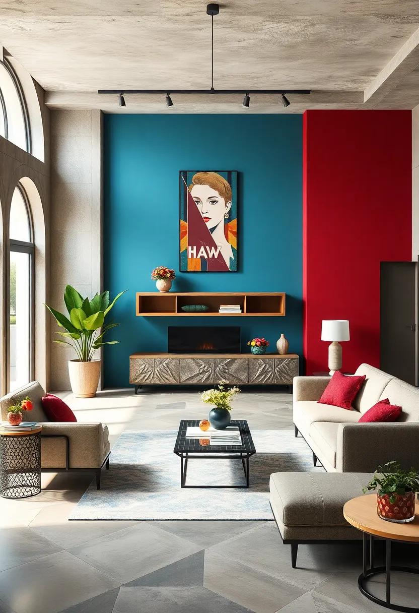 The Electric Blue and Rich ⁢Burgundy Fusion Inspired⁤ by Vintage Art Deco Posters