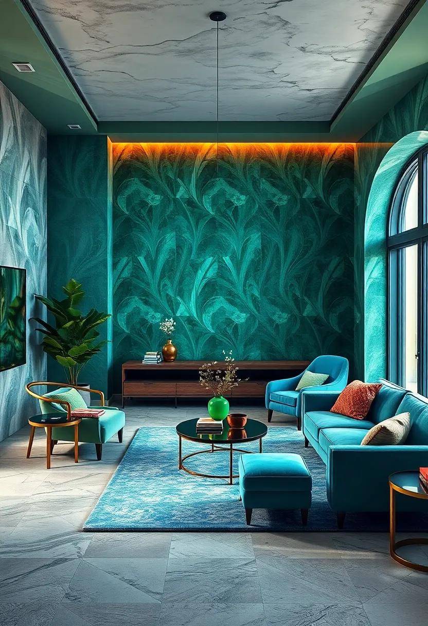 vibrant Emerald and Sapphire Hues Creating a⁤ Regal Art ​Deco⁣ Ambiance