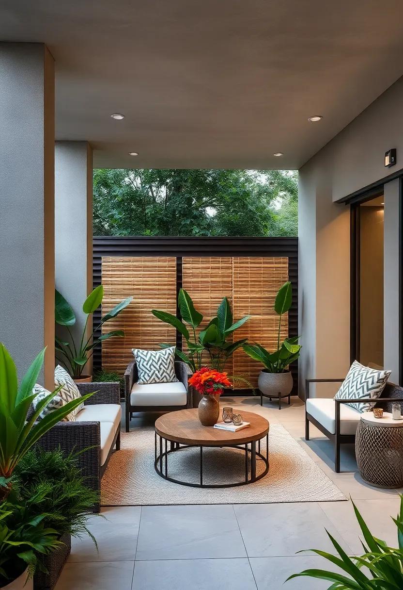 Bamboo Screens​ Interwoven with Natural Fiber Accents