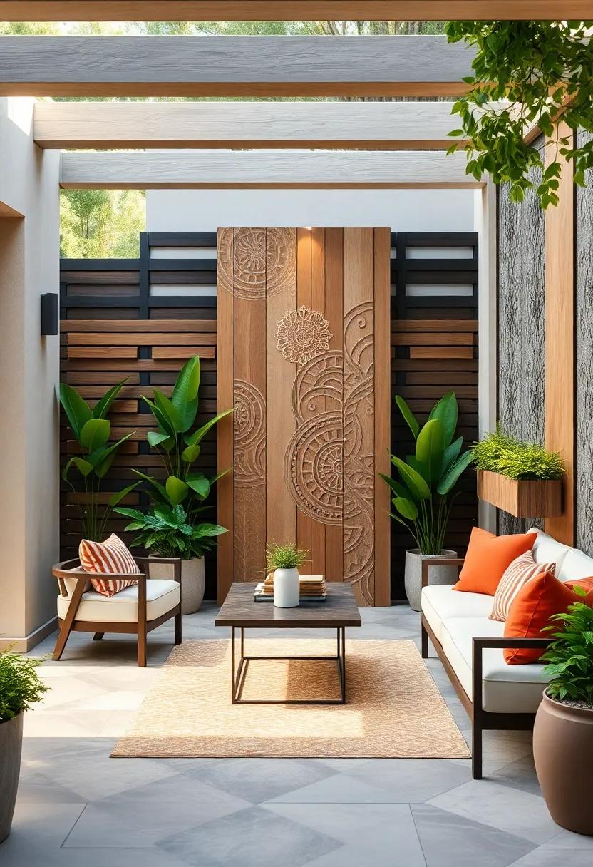 Decorative Panels with Built-in Planter Boxes for Added⁢ Greenery