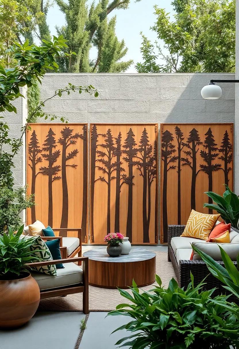 Hand-Carved Wooden Panels Highlighting ⁤Forest Silhouettes