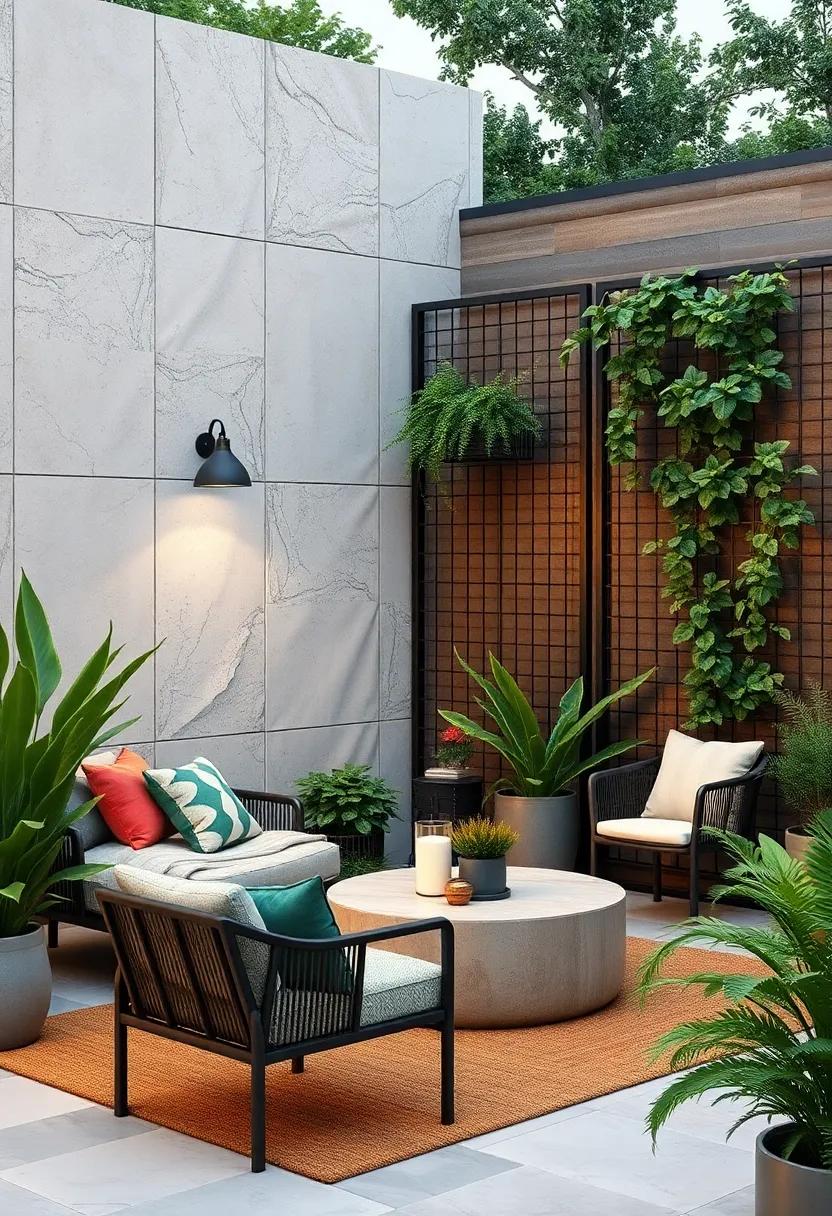 Industrial ​Style Mesh Panels with⁣ Climbing Plant‍ Support