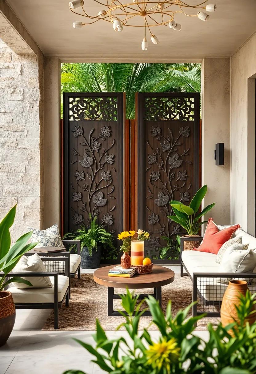 Intricate Laser-Cut metal ​panels​ with Botanical Motifs