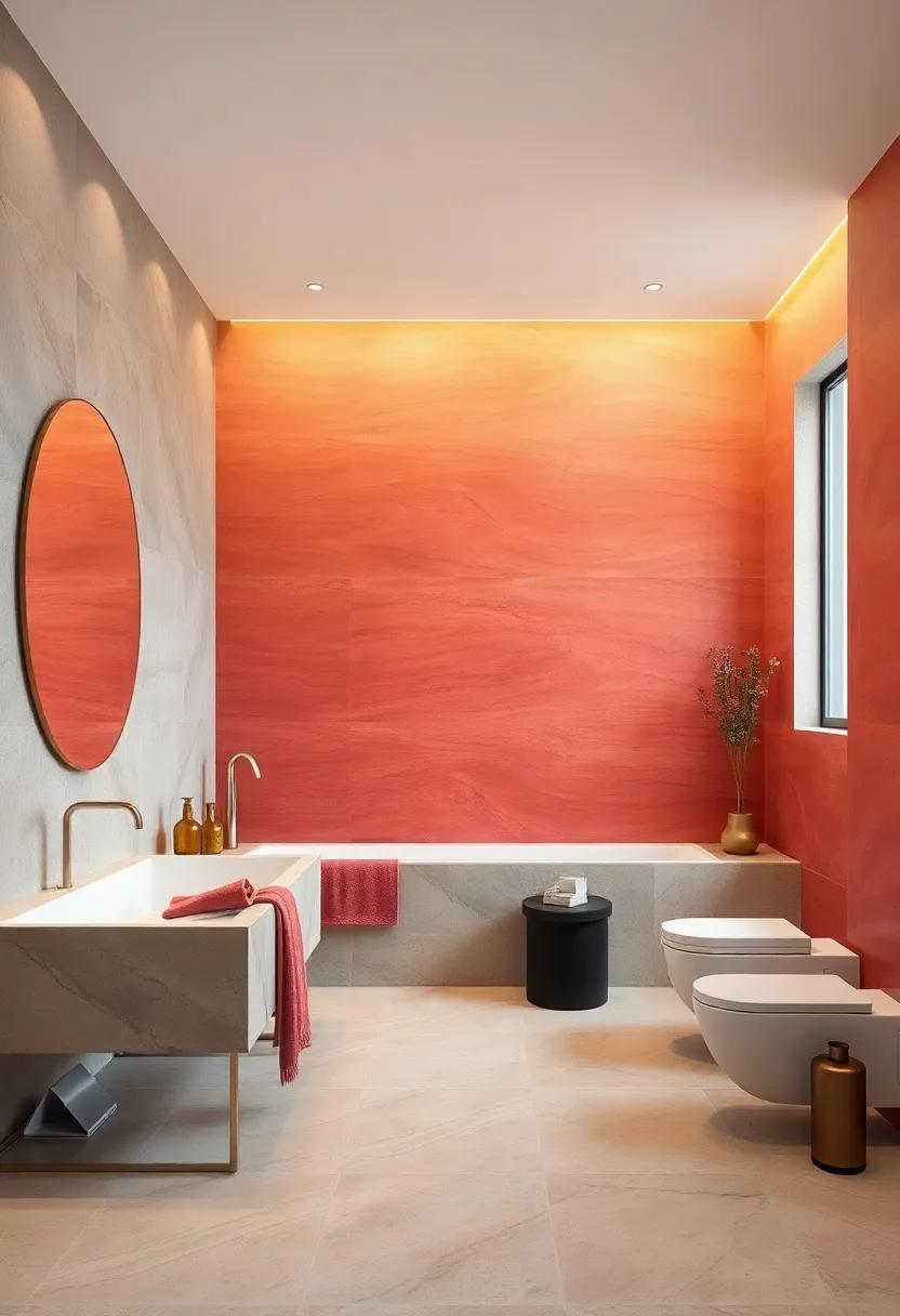 Sun-Kissed Mediterranean Vibes With Terracotta Large Tiles Illuminating Warm Bathroom Atmosphere