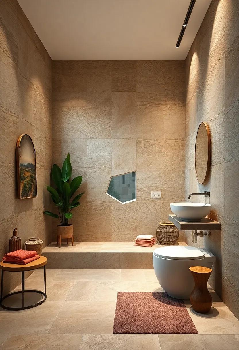 Textured Large Tiles Inspired by‌ Nature Bringing ‌Organic Warmth and ⁣Depth to Bathroom Walls