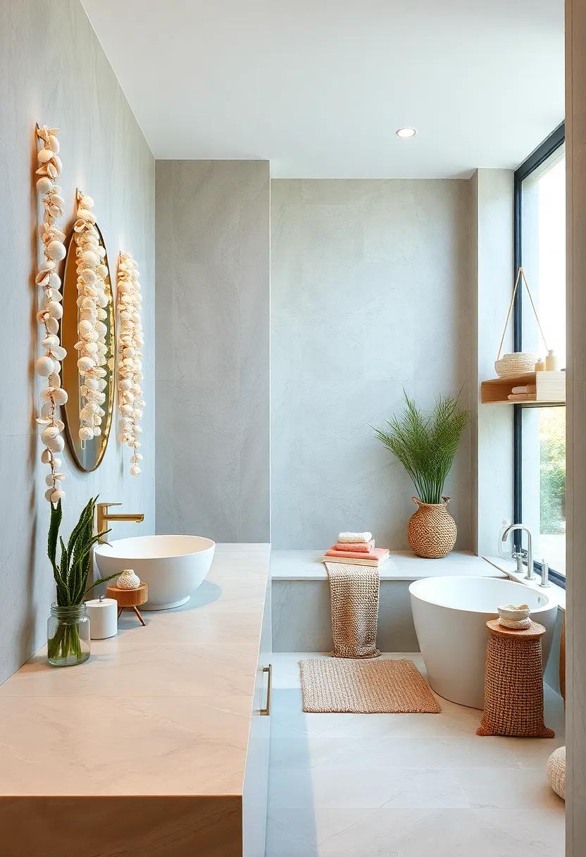 Seashell garlands draped ‌across mirrors or shelves