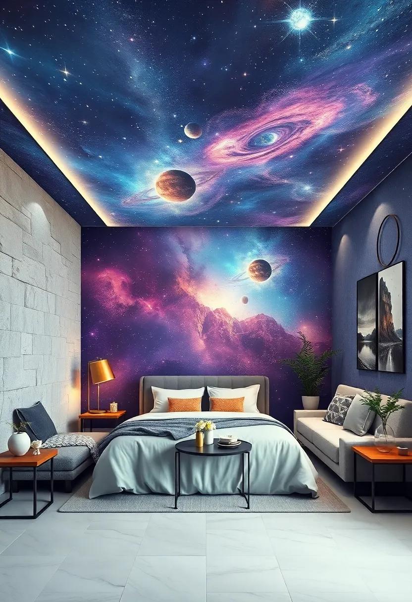 Ethereal Galaxy and ⁢Cosmic Murals Illuminating Bedrooms with Stars, ‍Planets, and Infinite Depth