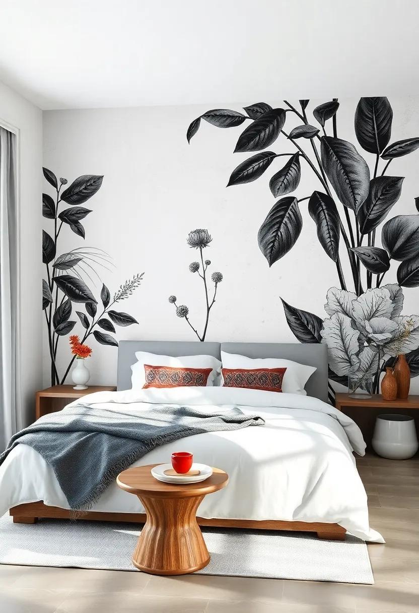 Monochrome Botanical Illustrations Emphasizing Contrast and Detail for a Chic Natural Ambiance