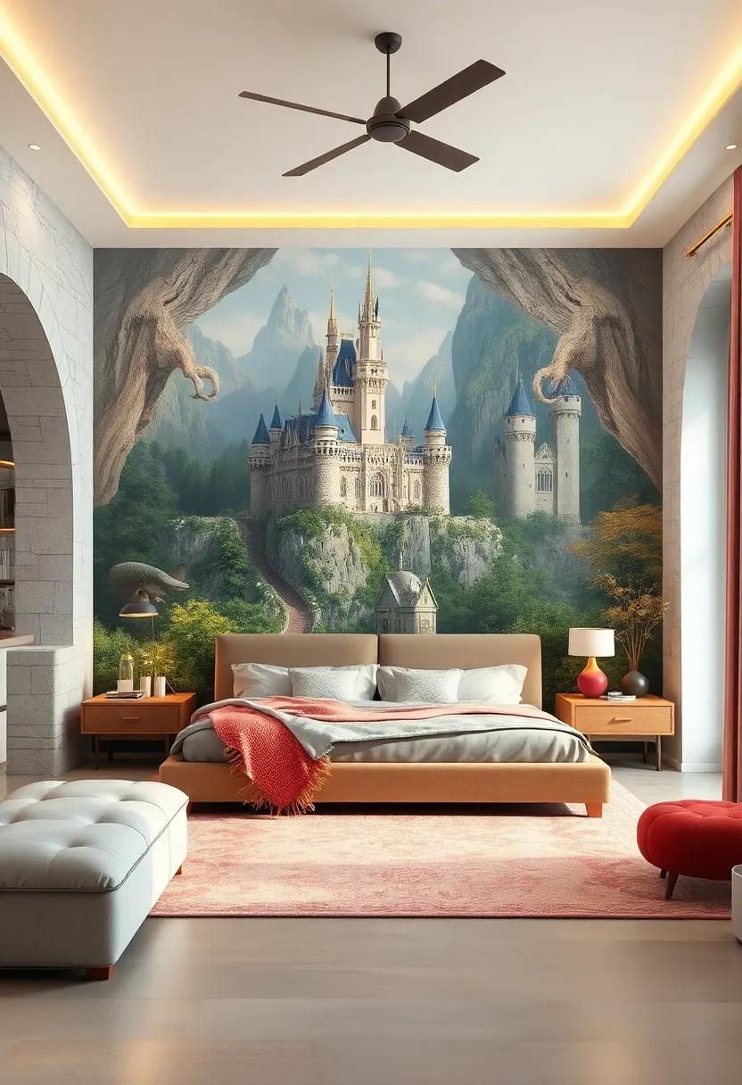 Storybook Fantasy ⁢Landscapes with Castles, Mythical Creatures, and Enchanted Forests Full of wonder