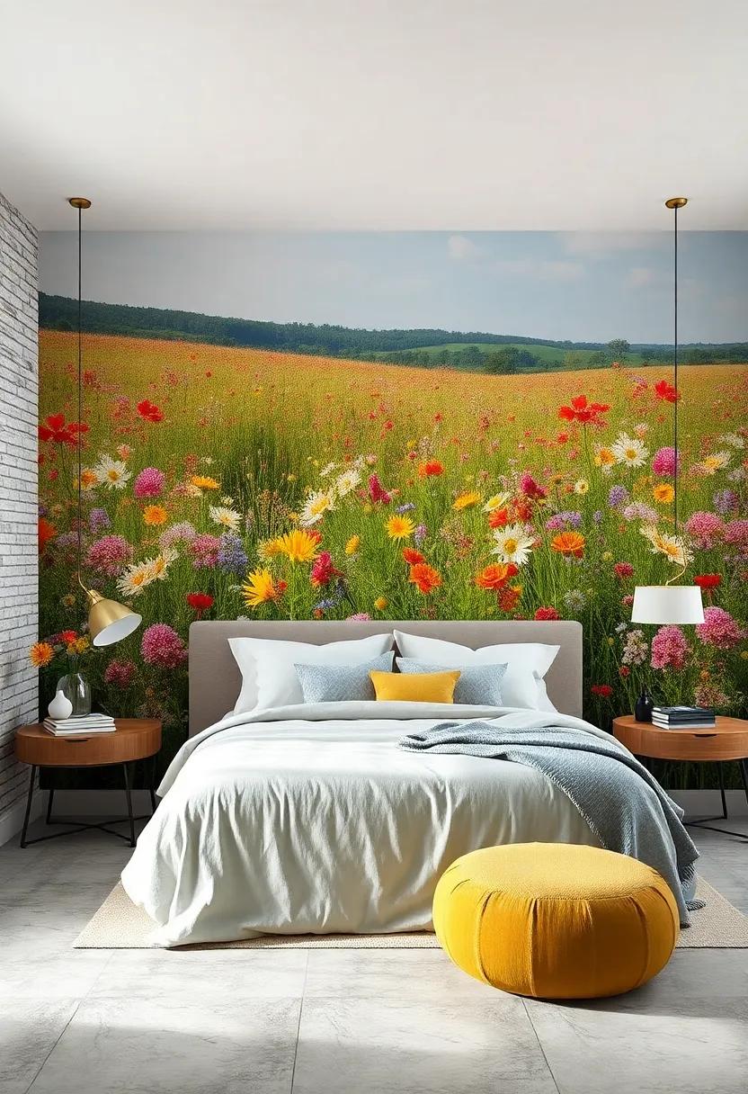 Wildflower Meadow Panoramas Bringing ​Fields of Colorful Blooms and Gentle Breeze Movement Indoors