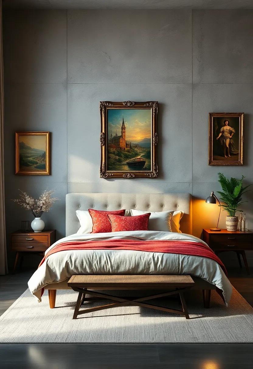 Vintage Frames embracing Classic Painting replicas to Add Depth and Sophistication to Your Sleeping ⁣Space