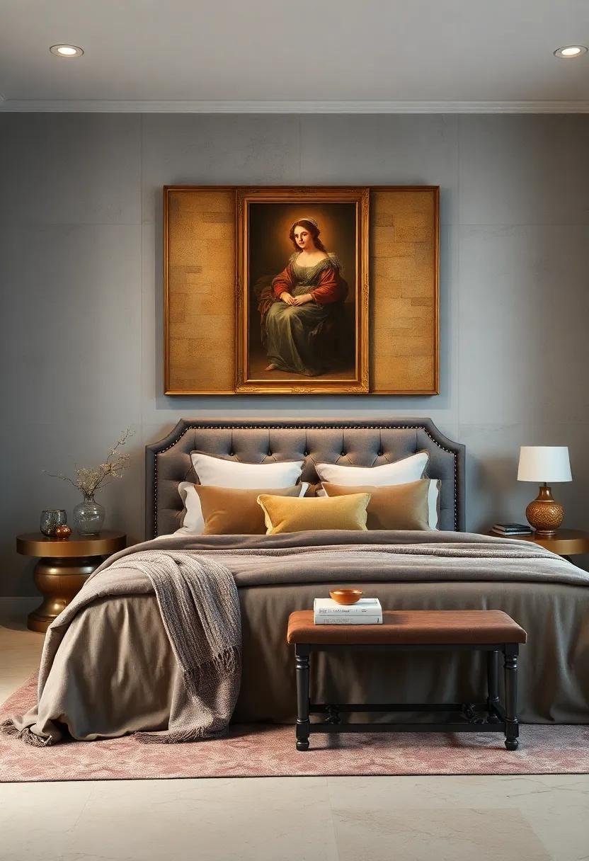 Antique Accent Pieces Paired⁤ with Renaissance Art Replicas ‍Evoking a Historical Bedroom narrative
