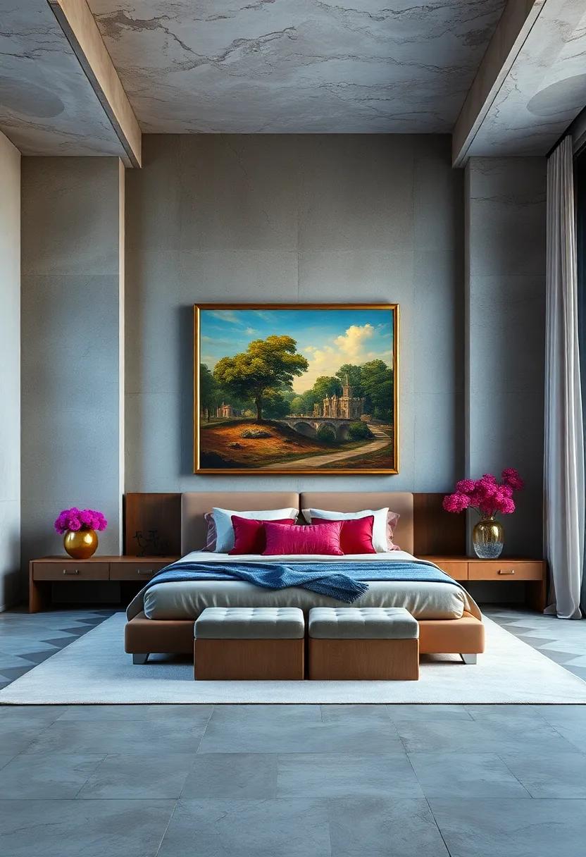 High Ceilings and Large Classic⁣ Painting Replicas Amplifying Grandeur and Openness in⁤ Bedroom Spaces
