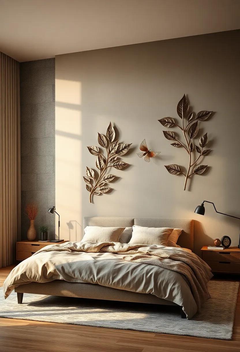 Nature-inspired Metal Wall Designs with Leaf and Branch Motifs Casting Intricate shadows