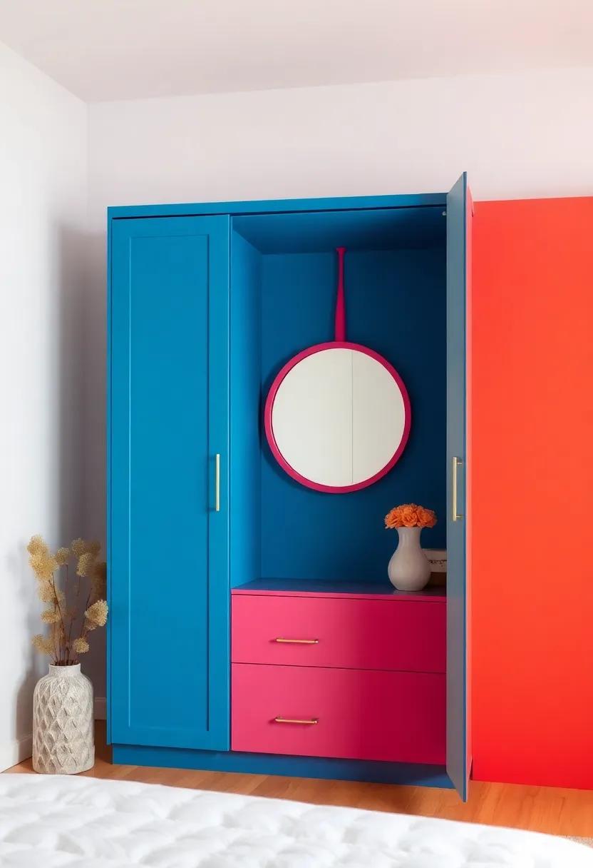 Colorful statement​ Piece: Choose a wardrobe in ​a bold color, complemented by⁤ a vibrant mirror that doubles as a stylish focal point, making a statement in any⁢ room