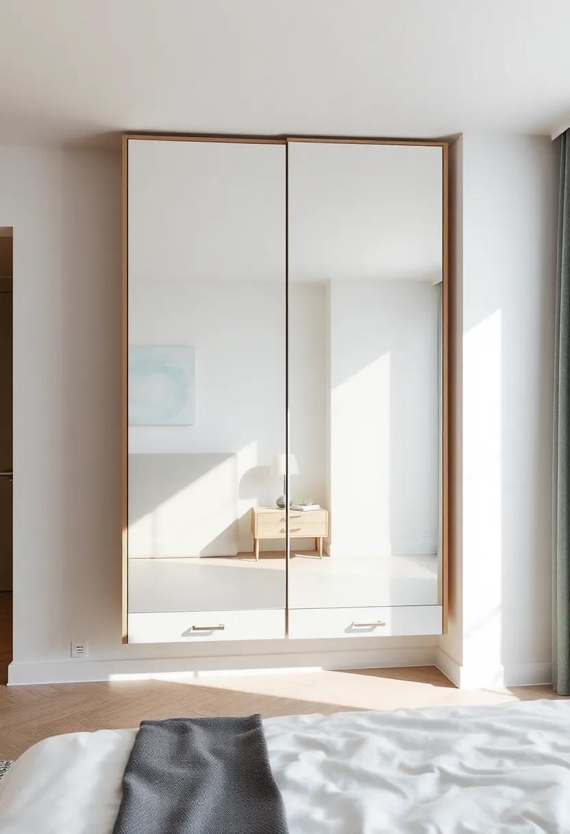 Floating Wardrobe: Maximize floor space with ⁢a floating ⁣wardrobe design‌ that incorporates a sleek mirror, creating ⁣an ⁤illusion of openness⁤ and airiness in your⁤ bedroom