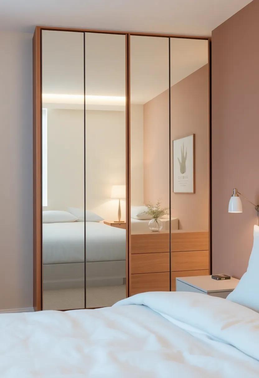 Layered⁣ Lighting: Enhance your wardrobe ‍space with built-in LED lighting and a mirrored​ surface​ that reflects light, creating an inviting atmosphere‍ in your bedroom
