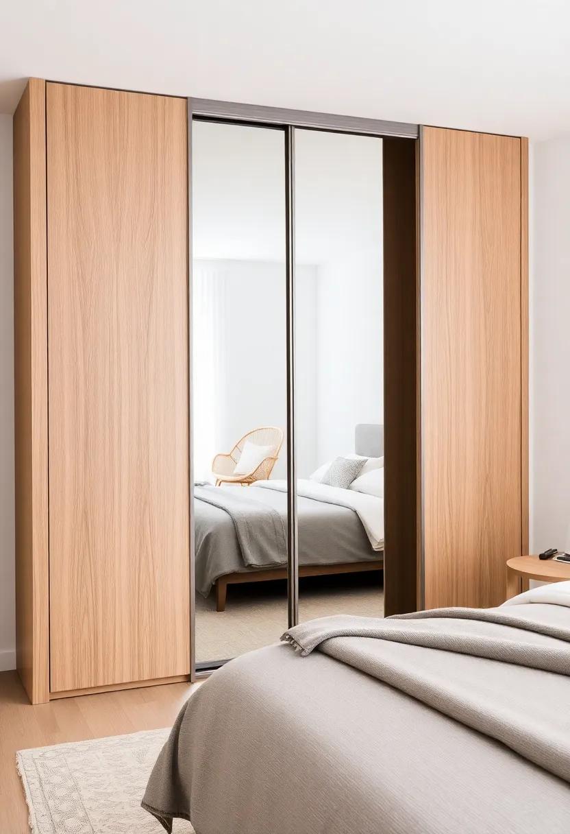 Sleek Sliding Doors: Transform your bedroom with a contemporary wardrobe featuring‍ sliding‌ doors that reveal a full-length mirror, perfect for⁣ maximizing ⁣space and style