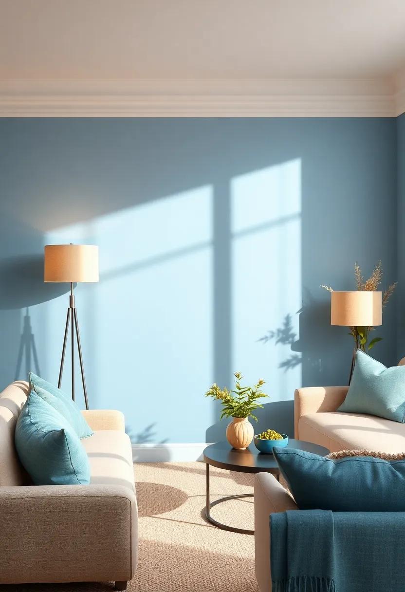 Soft Lighting: Use beige ⁣lampshades with warm light bulbs to create an inviting⁤ atmosphere while highlighting blue ⁢decor