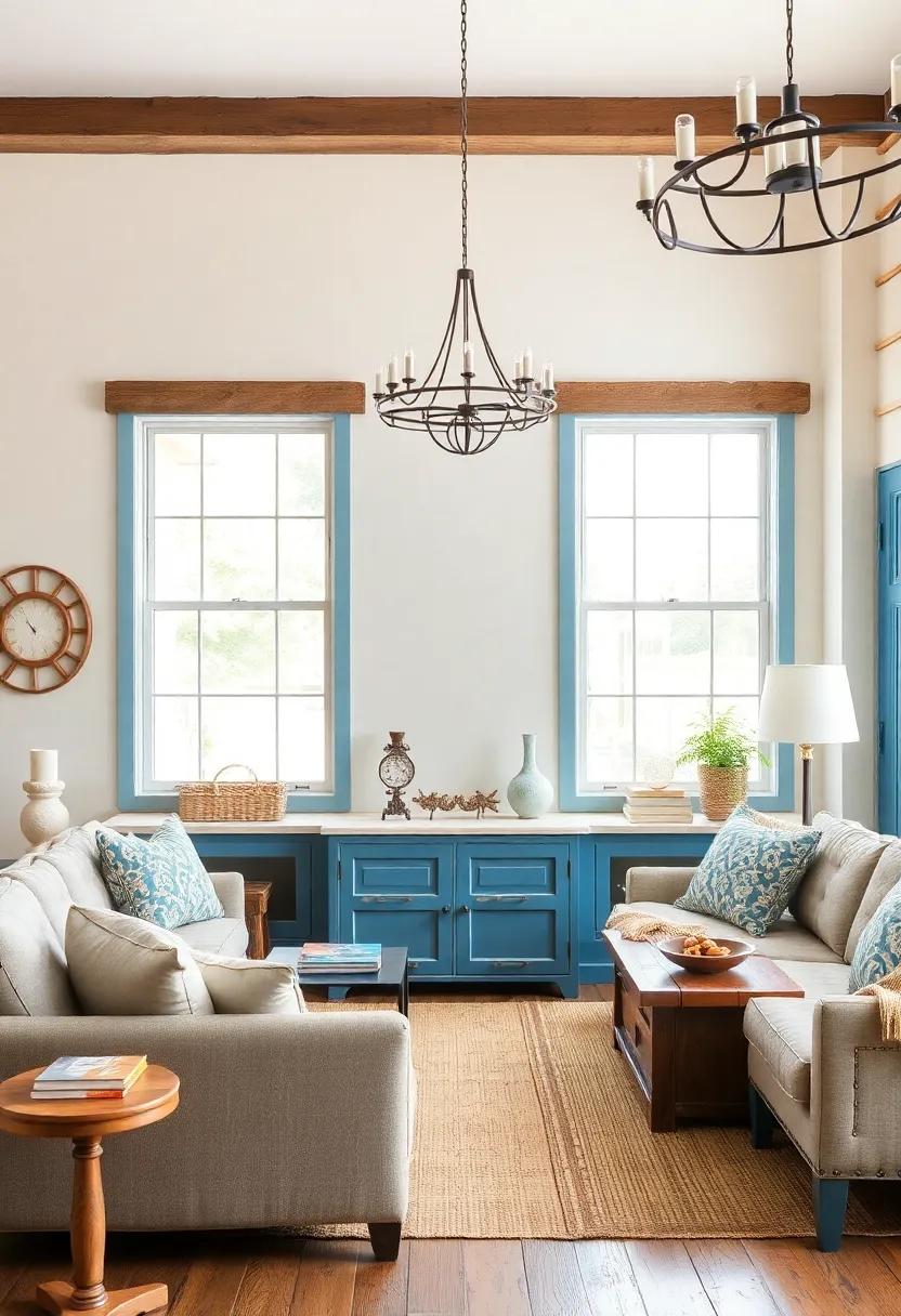 Curtain Choices: Choose sheer beige ⁣curtains⁤ to allow natural light while ‍framing ⁣the room‍ in soothing blue tones