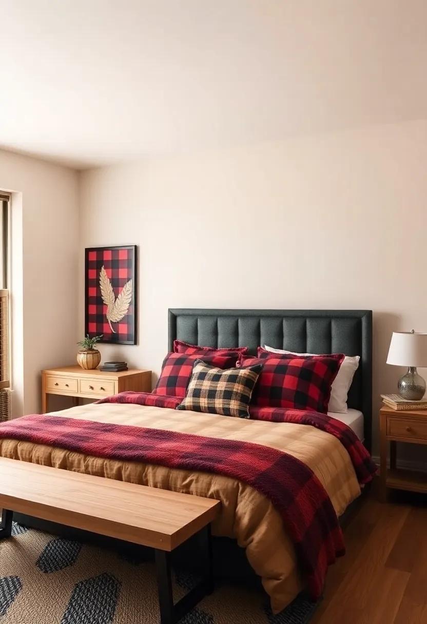 Cozy Cabin plaid: Use plaid designs that exude warmth and comfort, creating an inviting atmosphere perfect for relaxation