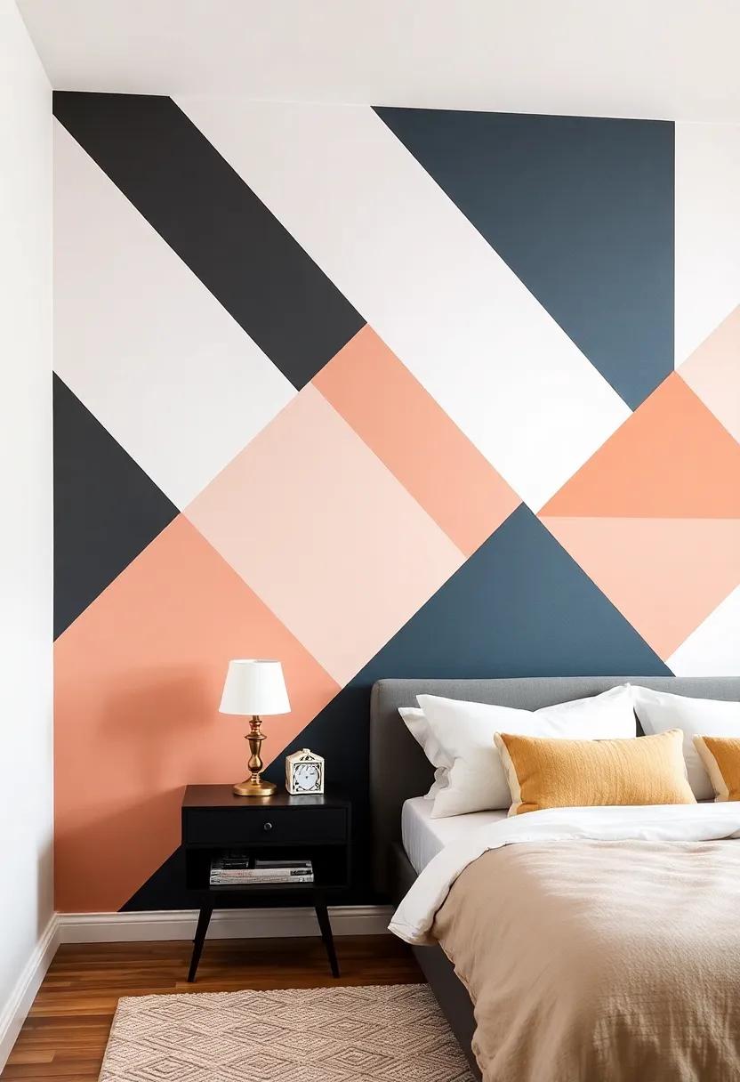 Geometric Wonders: Play with angles and shapes using bold geometric wallpaper to create a modern art installation right in your bedroom