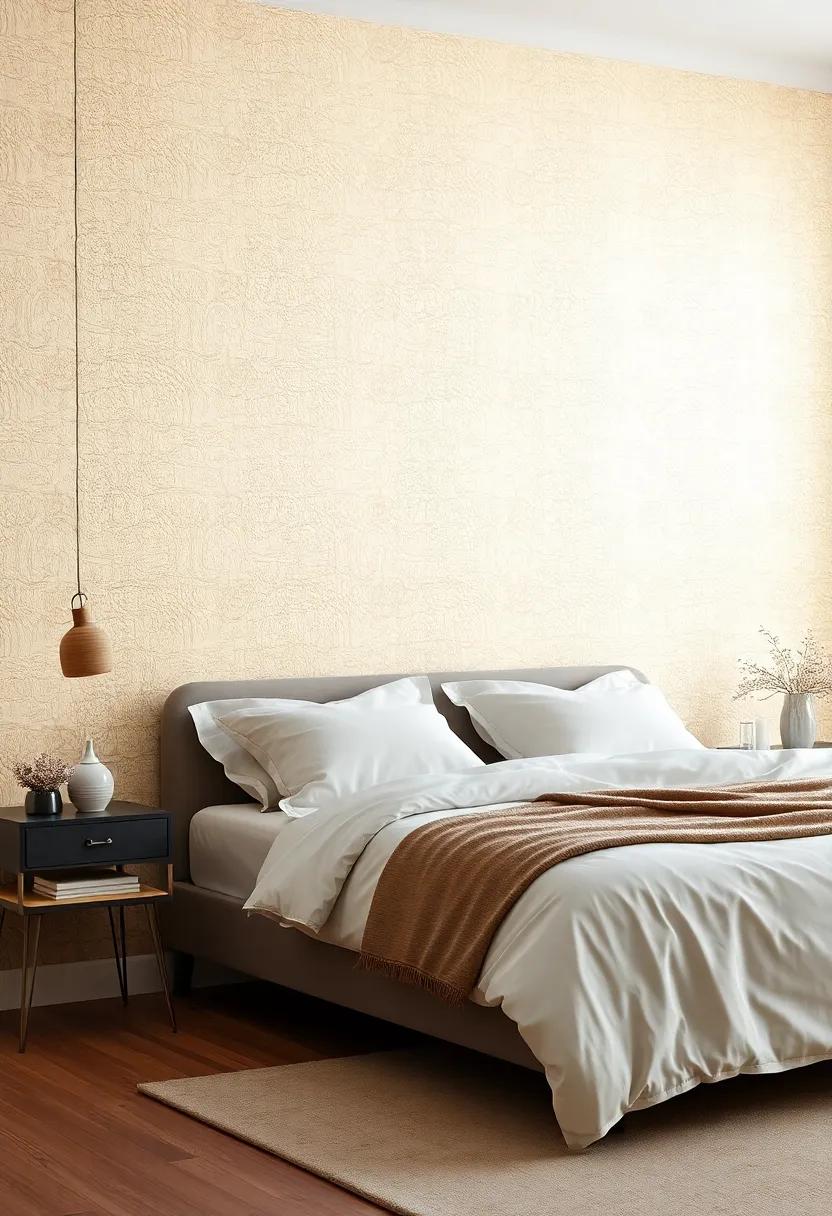 Metallic Accents: Choose wallpaper with subtle metallic finishes that catch the light and add an air of luxury to your sleeping quarters
