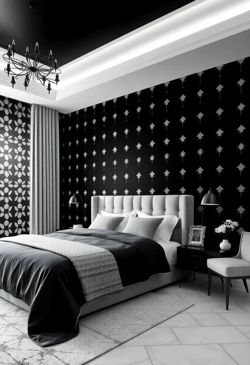 Monochrome Magic: Opt for black-and-white patterns that provide a timeless elegance while keeping your bedroom chic and understated