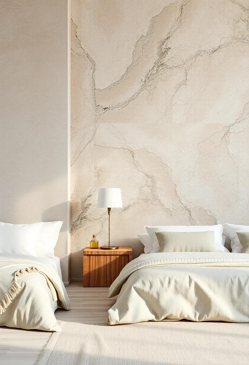 Nature-Inspired Textiles: Select wallpaper that mimics natural textures like stone or linen to create a soothing, organic environment