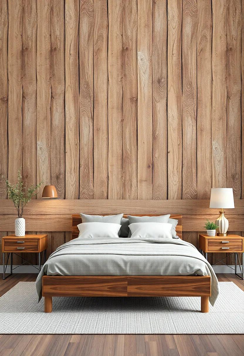 Rustic Charm: Incorporate wood panel-inspired wallpaper to create a warm, cabin-like feel that invites coziness and comfort