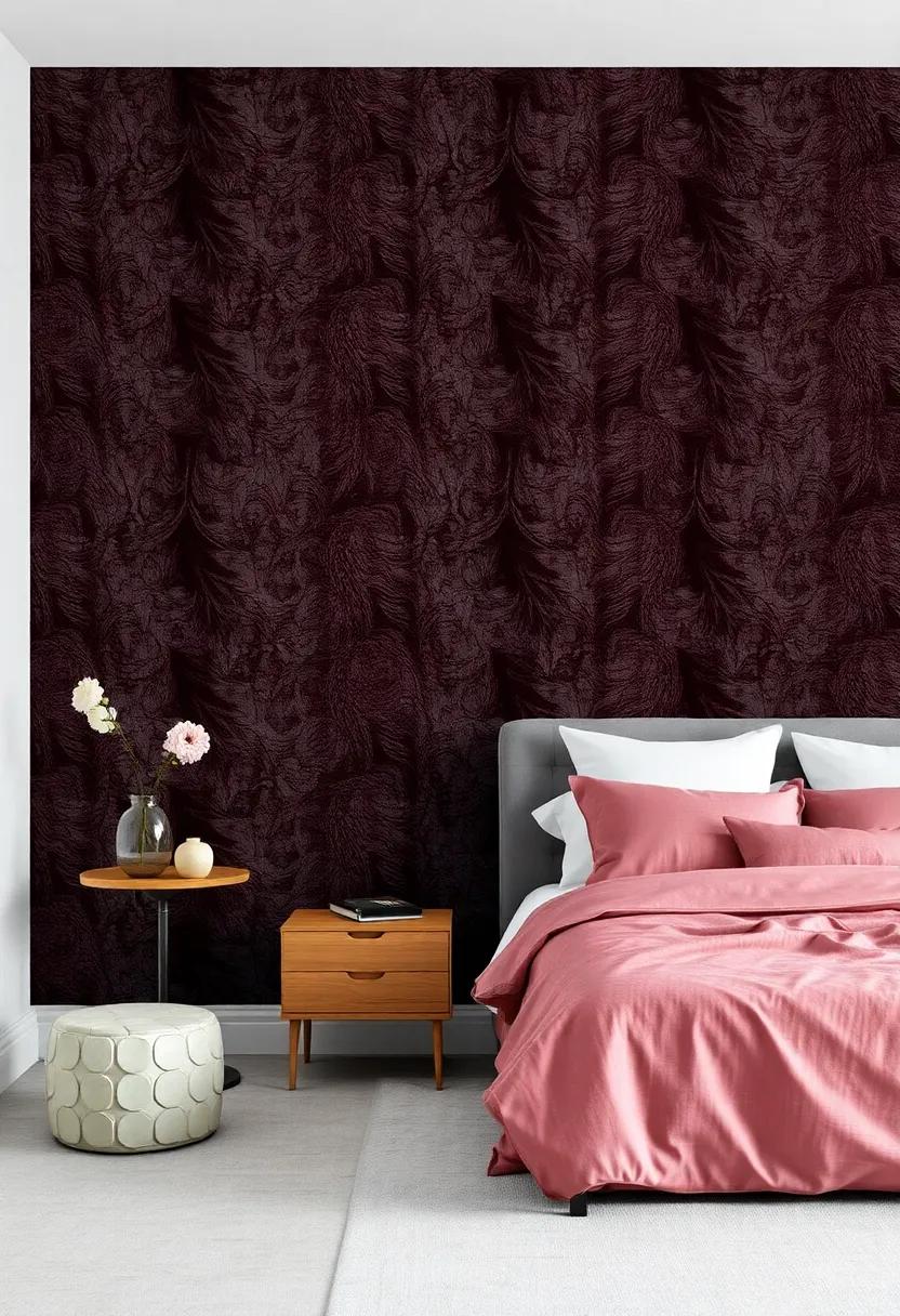Velvet Textures: Choose wallpaper that mimics the lush texture of velvet, adding depth and a sumptuous feel to your personal retreat