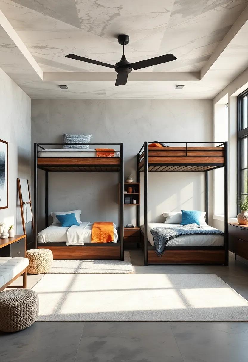 Playing with Contrasting ‌Materials like Wood‌ and Metal to Add ⁤Visual ​Interest to Bunk Bed‌ Designs