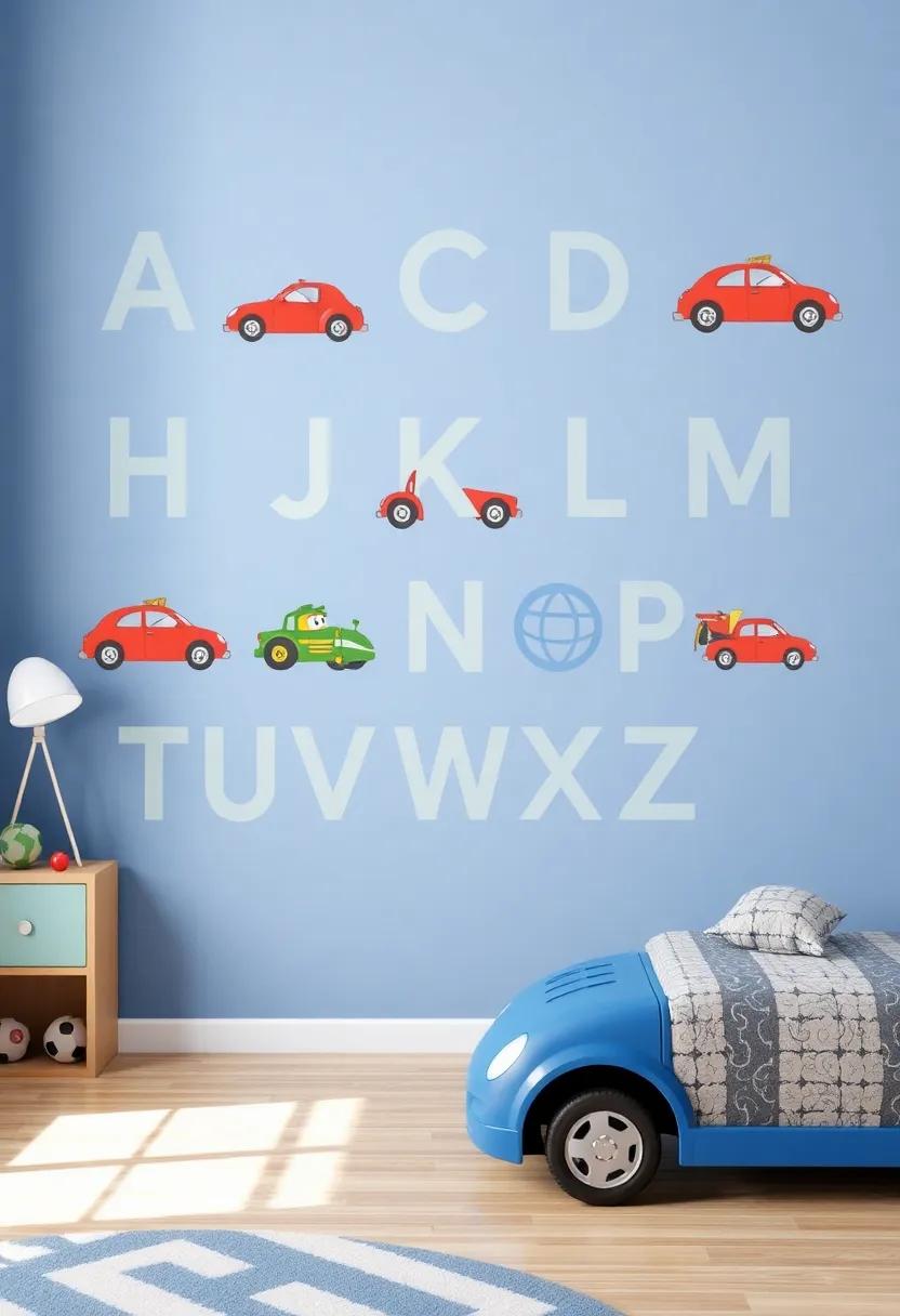 Automobile Alphabet⁣ Wall Decal: Use wall decals featuring car-related elements corresponding ⁢to each letter ⁢of the alphabet, offering fun educational decor